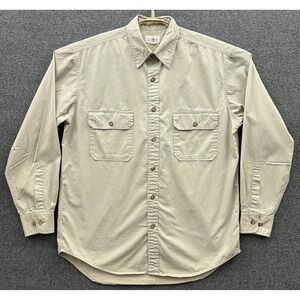 Vintage J Crew Shirt‎ Oarsman Mens XL Beige Double Pocket Long Sleeve Button Up
